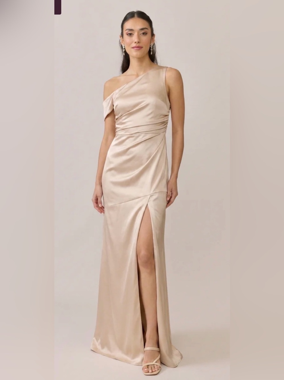Revelry Livvy Satin Dress in Soft Champagne